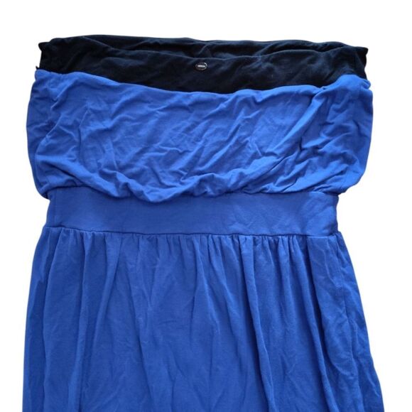 Y2K Guess Dark Blue Black Trim Strapless Blouson Mini Tube Dress Large - Picture 5 of 12